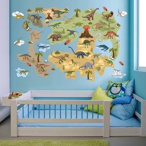 Dinosaur Map Wall Decal - Kids Room Decor Dinosaur Name Wall Art