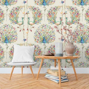 Muurschildering pauw aangepast formaat Tropische vogels - Decor veren