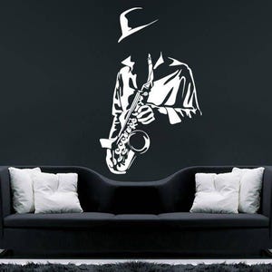 Saxophonist Wall Sticker  Jazz Saxophone Decal for Music Lovers  Unique Wall Art Decor