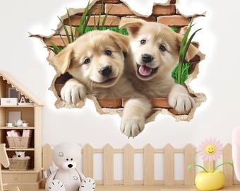 Puppies Wall Sticker - Cute Dogs Wall Decal - Pet Decor for Home - Kids Room