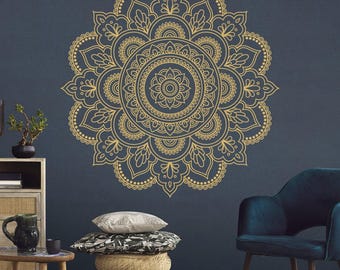 Vinilo decorativo de mandala - Tatuaje de pared bohemio para meditación - Adhesivo de yoga - Arte zen para pared - Decoración india - Diseño 136