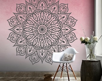 Autocollant mural Mandala, autocollant mural, décor, Boho, hippie, Zen, indien, autocollant en vinyle amovible pour la méditation, Yoga, Art mural 135