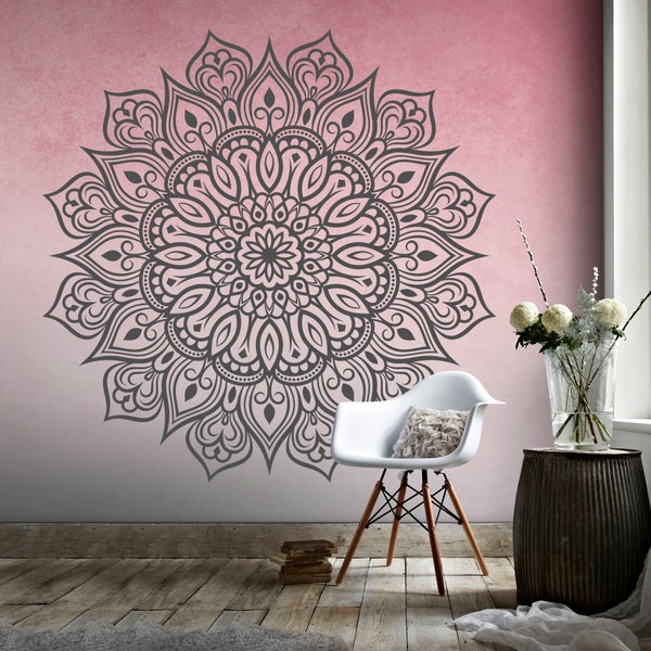 Autocollant mural Mandala, autocollant mural, décor, Boho, hippie, Zen, indien, autocollant en vinyle amovible pour la méditation, Yoga, Art mural 135