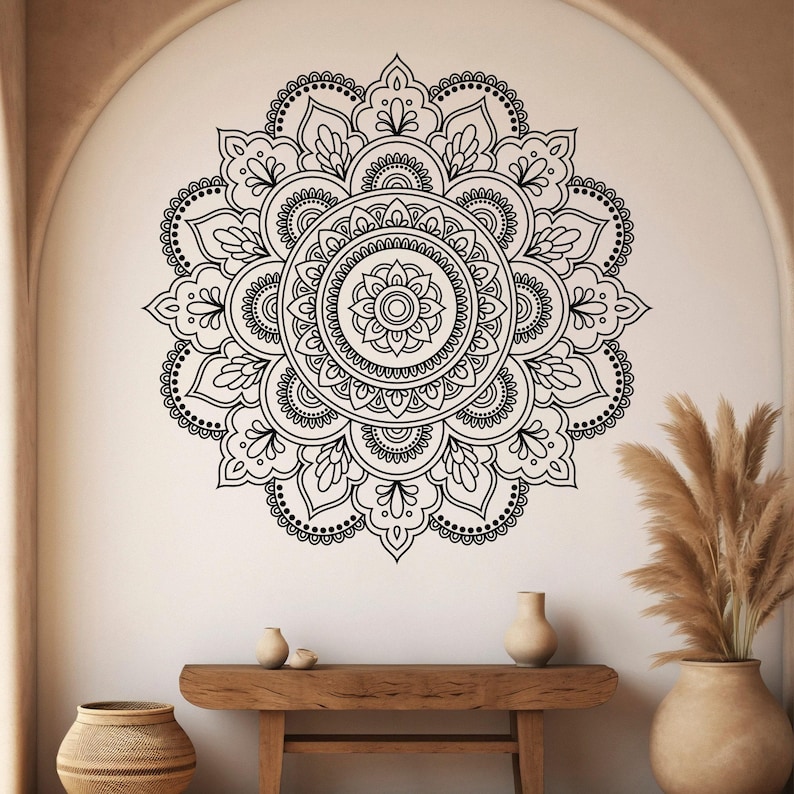 Mandala Wall Decal - Boho Wall Tattoo for Meditation - Yoga Sticker Zen ...