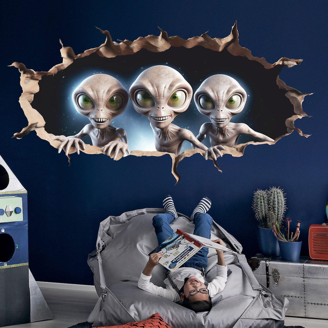 Aliens 3D Wall Sticker - Climbing Space Wall Decal Unique Wall Art ...