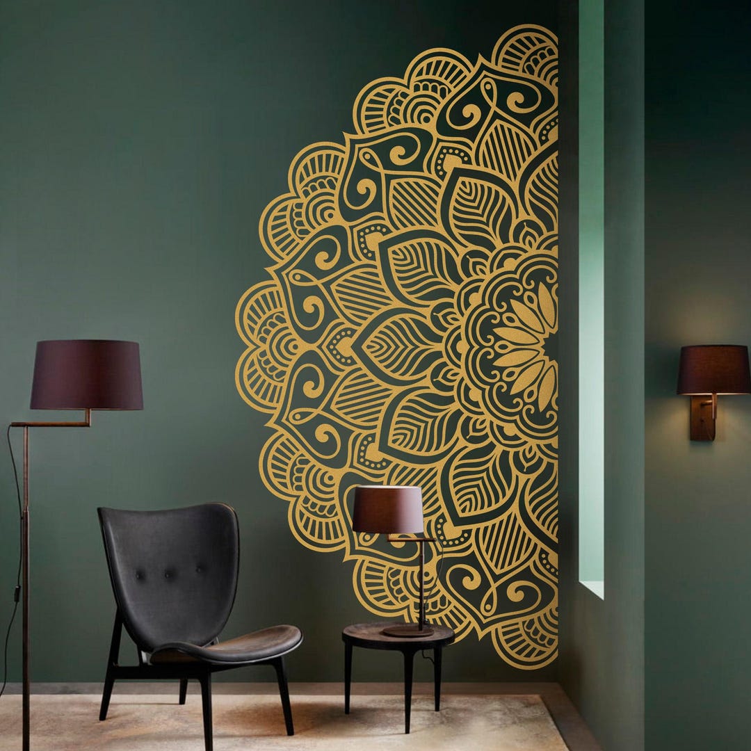 Mandala Half Wall Decal - Boho Wall Tattoo for Meditation - Yoga ...