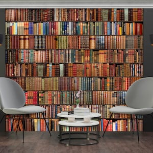 Old Books Wallpaper, Library Wall Mural, A lot of books, Decor from Books, Custom Size, Artworks, Wall Art