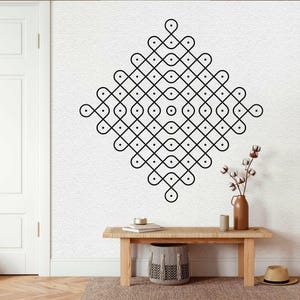 Kolam Wall Decal - Folk Indian Wall Art Sticker for Home - Studio Decor Patterns - Tattoo Design 16