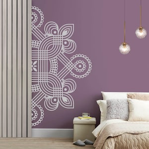 Halbe Rangoli Wandsticker - Alpona Wandtattoo-Kunst - Dekoratives Muster - Gebets-Zeichnung - Tattoo-Design 03