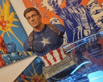 Captain America Inspired Bust. 7 Inches Tall - Painstakingly Hand Painted