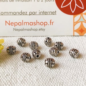 Set of ethnic silver metal beads - Spacer beads