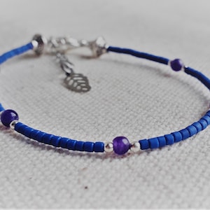 Lapis Lazuli Amethyst Bracelet 925 Silver in Fine Stones-Nepalmashop