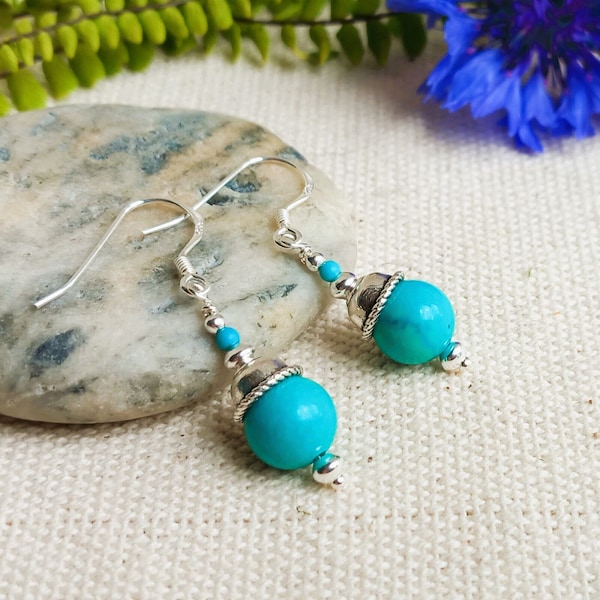 Boucles d'oreilles Turquoise-Bijoux artisanaux-Nepalmashop