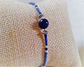 Bracelet en Lapis Lazuli-BIjoux Népal-Bracelet pierres Fines Collection Nepalmashop