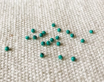 Set of 20 small turquoise beads, 1.5 mm