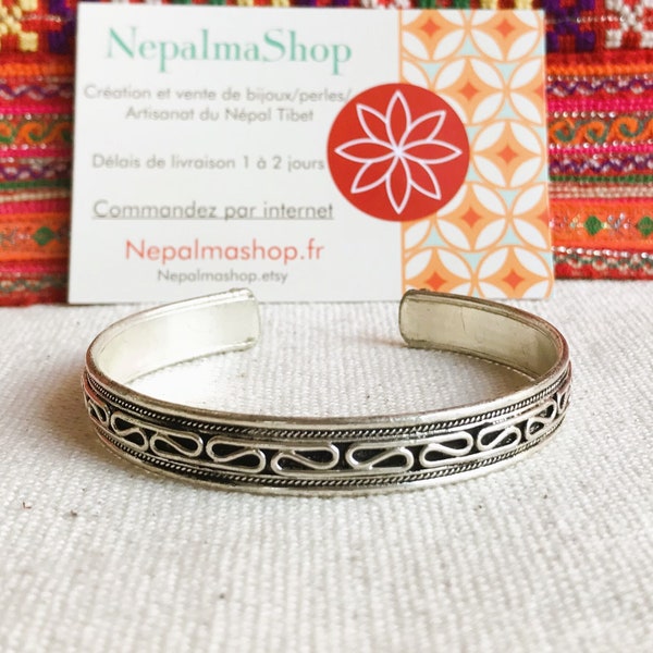 Silver cuff bracelet-Nepal Tibet-Silver jewelry