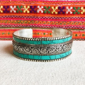 Cuff bracelet Turquoise blue Nepal