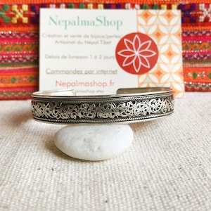 Silver Cuff Bracelet - Ethnic Jewelry from Nepal Tibet - Nepalmashop