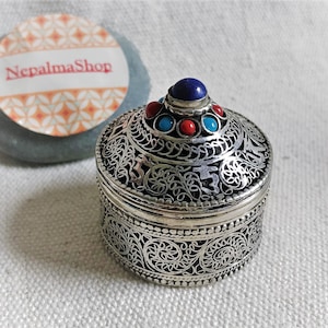 Boite à bijoux du Népal Tibet-Pilulier-Artisanat du Monde-Nepalmashop