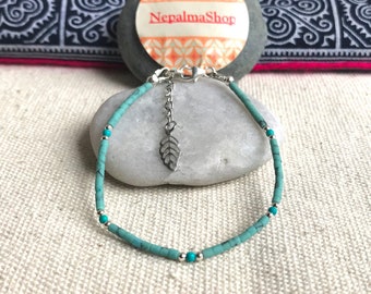 Turquoise blue bracelet Fine stone Silver