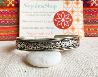 Bracelet Manchette argent-Bijoux ethnique du Népal Tibet-Nepalmashop