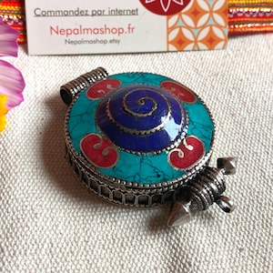 Very large traditional Tibetan pendant-Natural Turquoise Lapis Lazuli Coral Jewelry-Nepalmashop