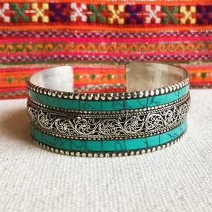 Cuff bracelet Turquoise blue Nepal image 4