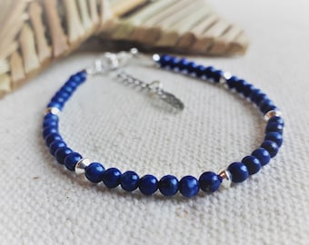 Lapis Lazuli Bracelet in 925 Sterling Silver - Ethnic Jewelry - Elegance - Nepalmashop