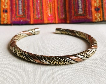 Ethnic Cuff Bracelet - Nepal/Tibet - Bracelet for Men or Women - 3-Metal Jewelry