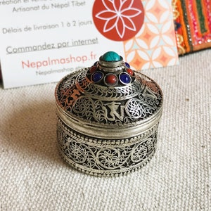Ethnic jewelry box-Nepal Tibet-Pill box-Artisanat du Monde image 3