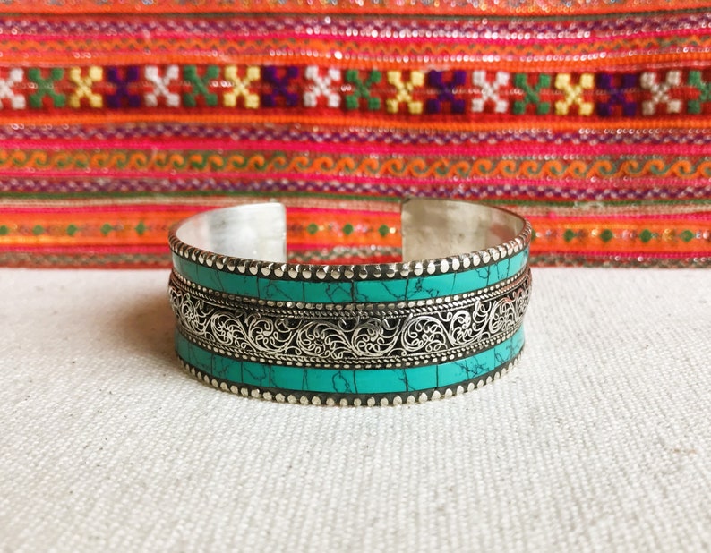 Cuff bracelet Turquoise blue Nepal image 2