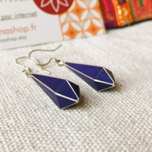 Boucles d'oreilles ethniques Lapis Lazuli Goutte Pierre Népal Tibet Himalaya image 2