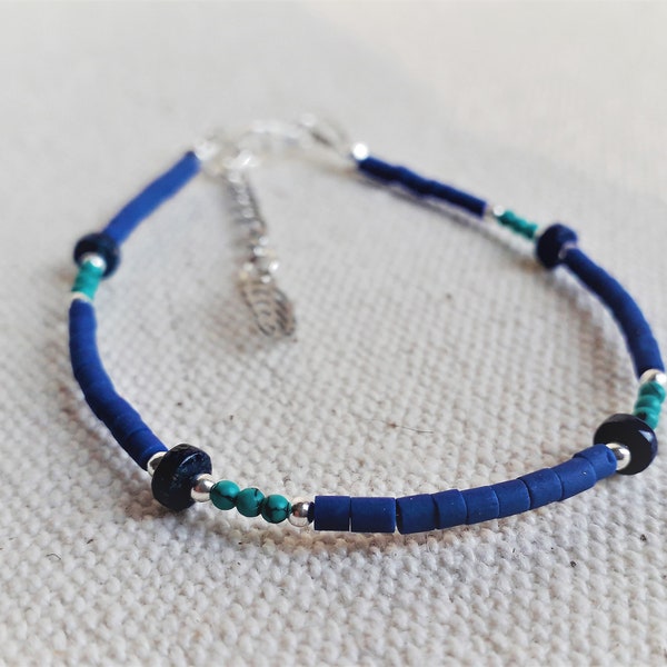 Bracelet Turquoise Lapis Lazuli Argent 925-Bijoux ethniques-Bijoux Cadeau