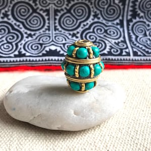 Traditionelle nepalesische Tibetperle - Türkissteinperle - Weltperle