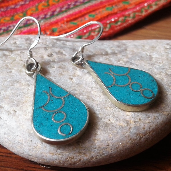 Small Turquoise Earrings-Nature Jewelry