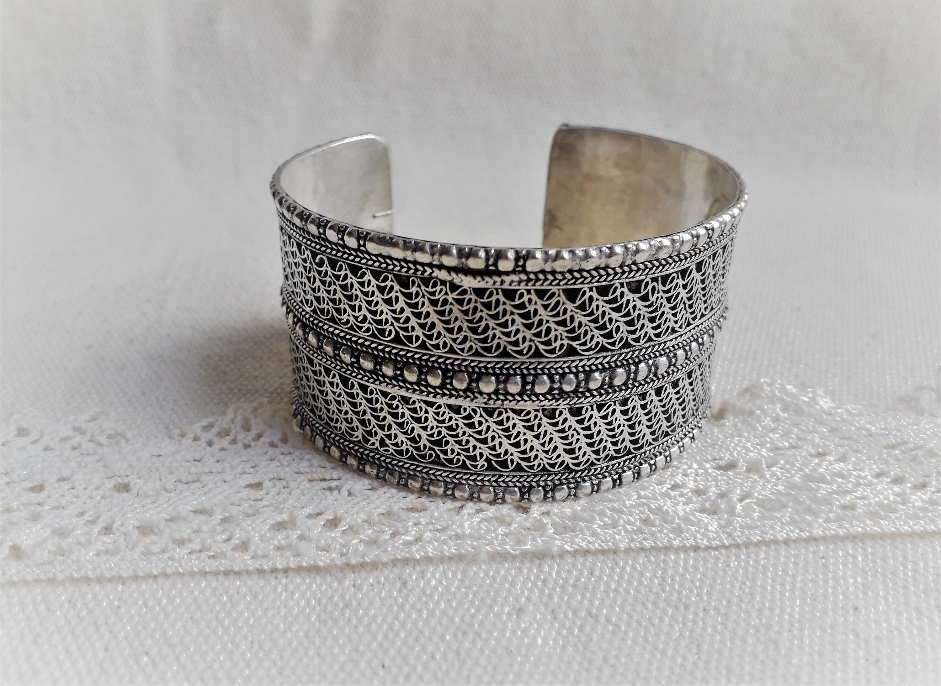 Bracelet Argent Massif Style Asie (Indonésie, Thaïlande, Cambodge) - Occasion