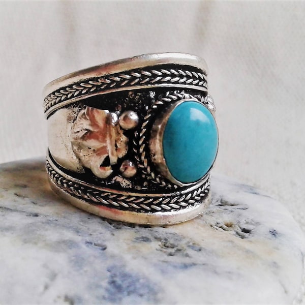 Ethnic ring Turquoise-ring Népal-Tibet-Bohème-Ethnic jewel