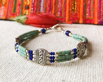 Turquoise etnische armband-stenen sieraden-cadeau idee-Nepalmashop