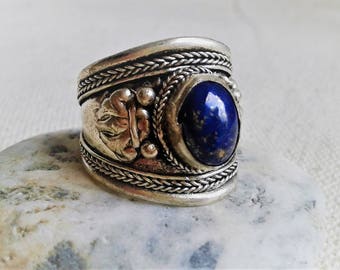 Ethnic ring Lapis Lazuli-ring Népal-Tibet-Bohème-Ethnic jewel