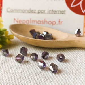 Lote de 10 cuentas de cristal violeta-Cuentas étnicas-Cuentas nepalesas
