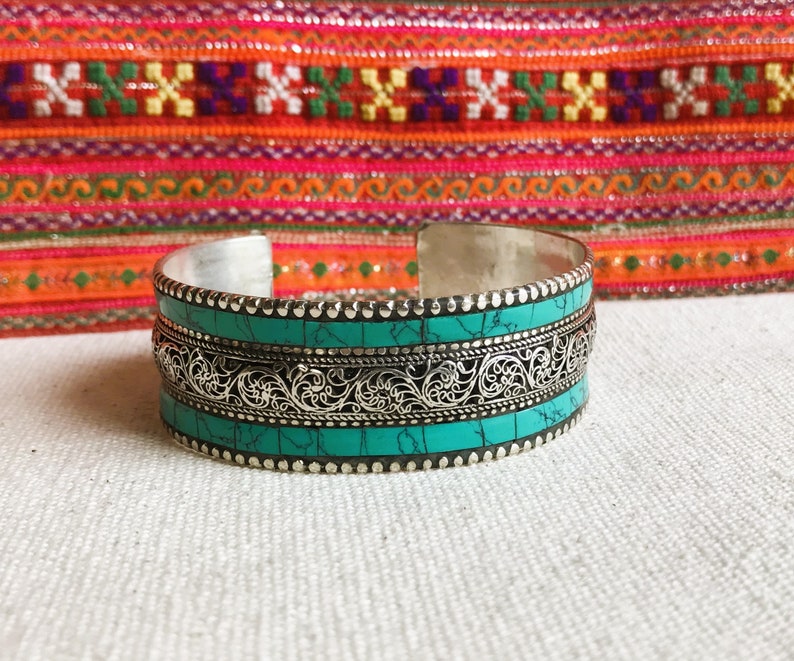 Cuff bracelet Turquoise blue Nepal image 6