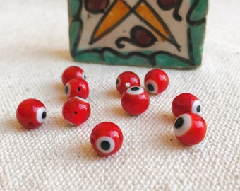 Lot of red lucky eye beads-ethnic beads-pearls of the world-jewelry creation