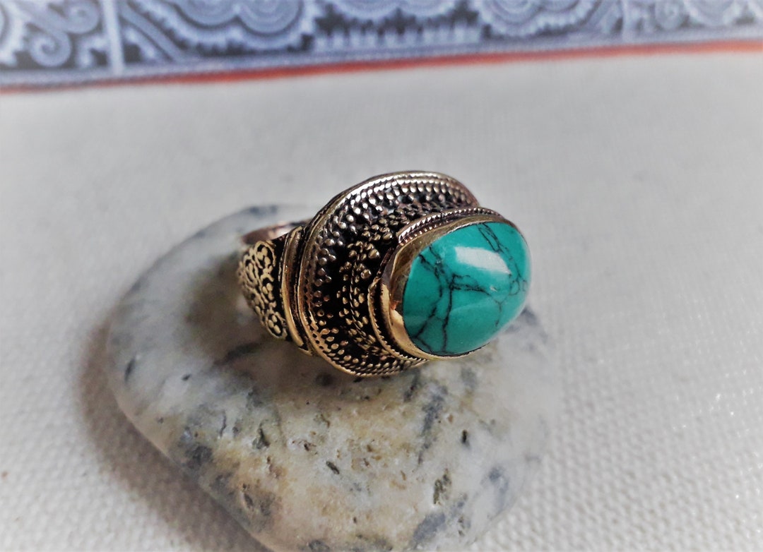 Afghan Ring - World Jewelry - Turquoise, Coral, Lapis Lazuli, Abacus ...