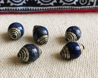 Perline etniche di lapislazzuli Nepal Tibet-Perle tradizionali-Perle del mondo-Perle del mondo