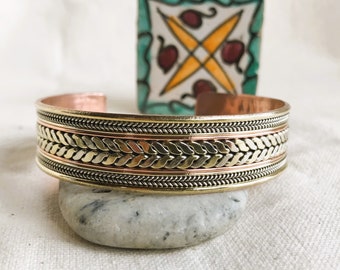 Cuff bracelet 3 metals-Nepal Tibet-Men's or Women's Jewelry-Nepalmashop