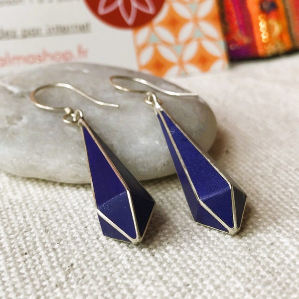 Pendientes étnicos Lapis Lazuli- Piedra caída- Nepal Tíbet Himalaya