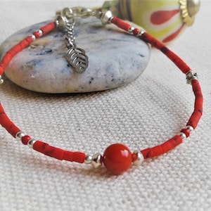 Coral Stone Bracelet - Ethnic Jewelry from Nepal Tibet