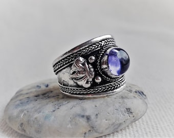 Amethyst Ethnischer Ring -Beringt -Népal-Tibet-Boho-