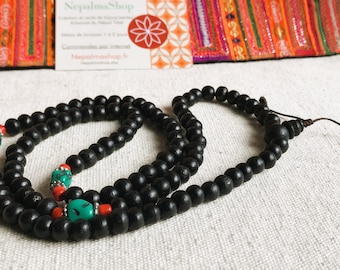 Tibetan Mala Black Wood-Mala Rosary Rosary 108 beads-Nepalmashop