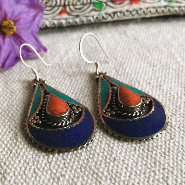 Ethnic Earrings-Nepal Tibet-Nature Zen Jewelry